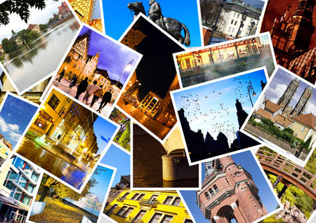 European city in collageの写真素材