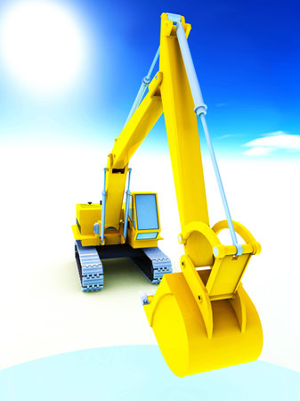 Yellow excavatorの写真素材