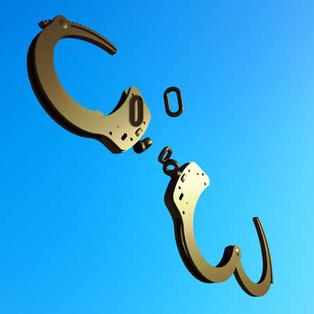 Freedom concept - handcuffs are goneの写真素材
