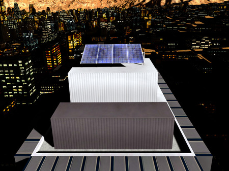 Solar panels in the cityの写真素材