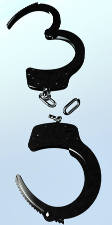 Freedom concept - handcuffs are goneの写真素材