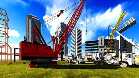 Construction site - abstract colorful illustrationの写真素材