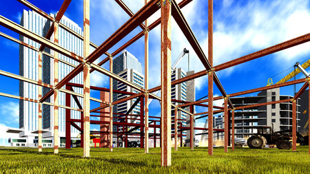 Construction site - abstract colorful illustrationの写真素材