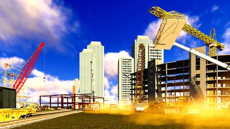 Construction site - abstract colorful illustration