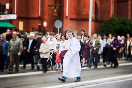 WROCLAW, POLAND - JUNE 03, 2010: Religious procession in Wroclaw held June 03, 2008 in Wroclaw,...