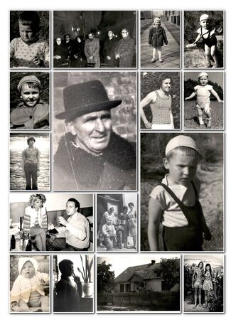 Vintage people from 1960's  on collageのeditorial素材