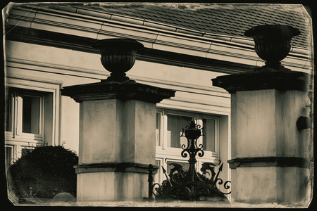 Gate to grand mansion - vintage photoの写真素材