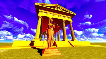 Lady Justice Sculpture of woman with sword and scaleの写真素材