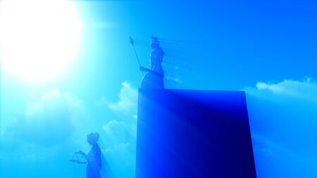 Lady Justice Sculpture of woman with sword and scaleの写真素材