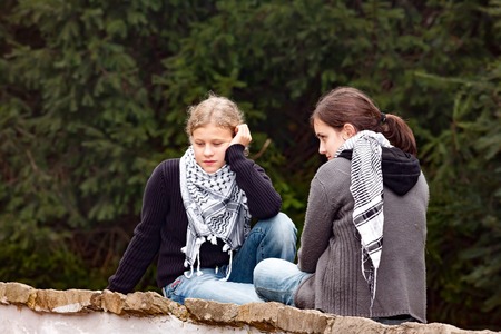 Good female friends talking with each otherのeditorial素材