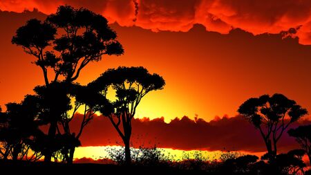 Sunset over beautiful lake regionの写真素材