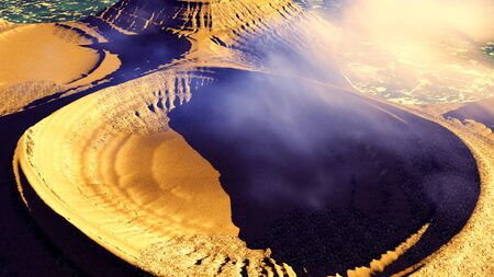 Volcanic landscape seen from above