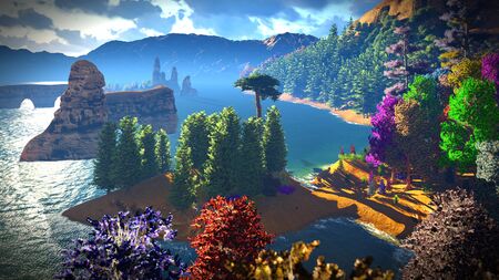 Sunset over beautiful lake region in the autumn