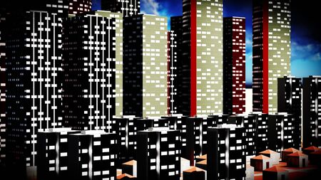 metropolis - panoramic view at sunset