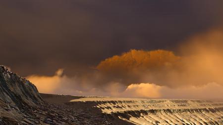 Volcanic landscape seen from above