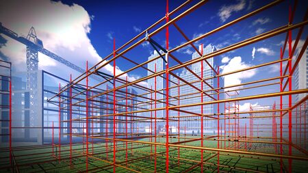 New buildings being put up at the construction siteの写真素材