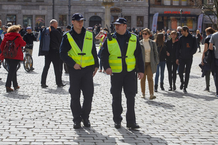 Committee for the Defence of Democracy supporters protesting in Wroclaw on 03.04.2016
