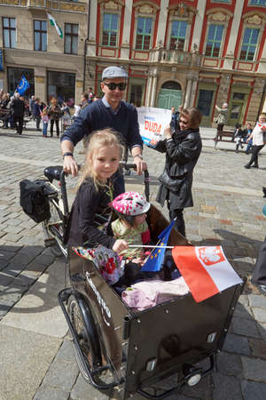 Committee for the Defence of Democracy supporters protesting in Wroclaw on 03.04.2016のeditorial素材