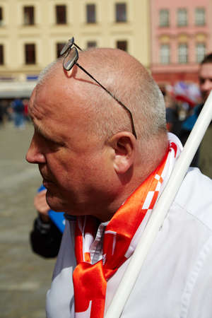 Committee for the Defence of Democracy supporters protesting in Wroclaw on 03.04.2016のeditorial素材