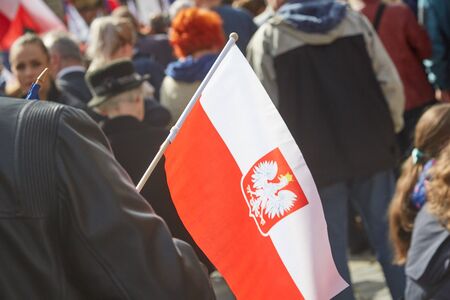 Committee for the Defence of Democracy supporters protesting in Wroclaw on 03.04.2016のeditorial素材