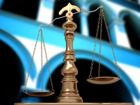 Golden scales of justice in court