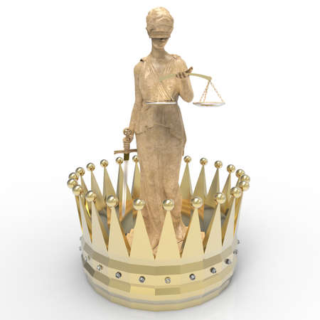 Themis goddess of justice with golden crownの写真素材