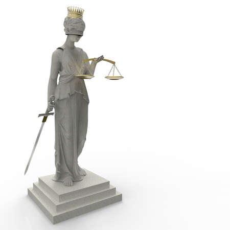 Themis goddess of justice with golden crownの写真素材