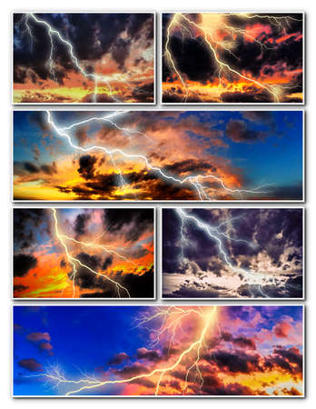 Night cityscape with the strong lightningの写真素材