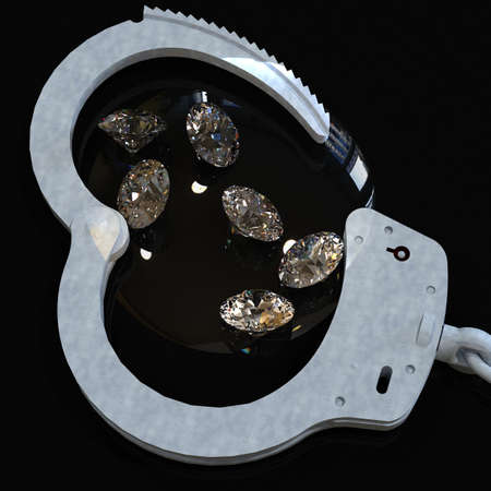Handcuffs and diamonds symbolizing vice in love