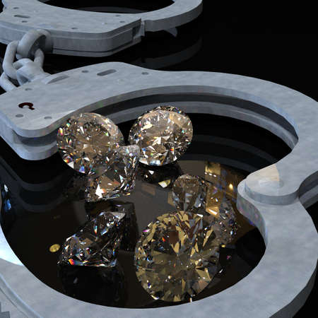 Handcuffs and diamonds symbolizing vice in love