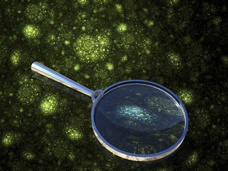 Magnifying glass isolated on background resembling bacteria