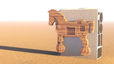 Trojan horse and computer 3d renderingの写真素材