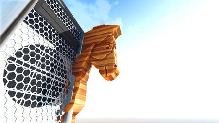 Trojan horse and computer 3d renderingの写真素材