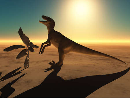 Velociraptor the dinosaur 3d renderingの写真素材