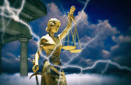 Themis in court 3d illustration