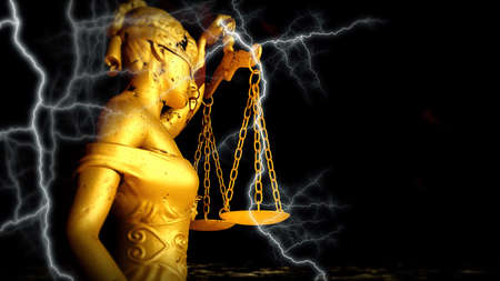 Themis in court 3d illustration