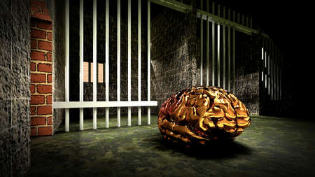 The mind of monster inside prison cell 3d renderingの写真素材
