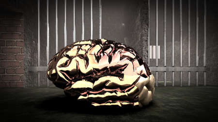 The mind of monster inside prison cell 3d renderingの写真素材