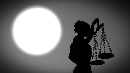 Themis with scale and sword 3d renderingの写真素材