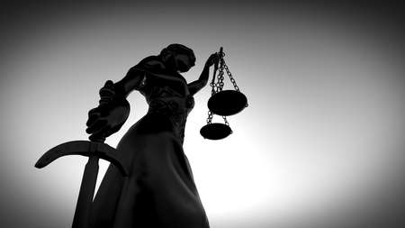 Themis with scale and sword 3d renderingの写真素材