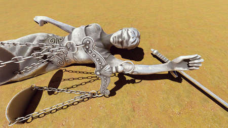 Broken lady of justice 3d renderingの写真素材