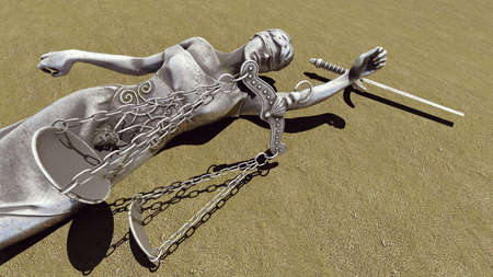 Broken lady of justice 3d renderingの写真素材