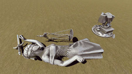 Broken lady of justice 3d renderingの写真素材