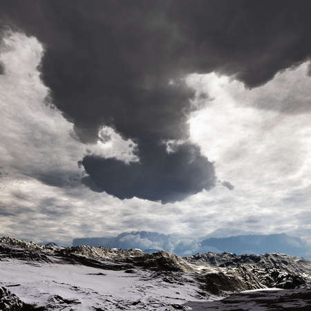 Snow storm in the mountains. Winter dayの写真素材