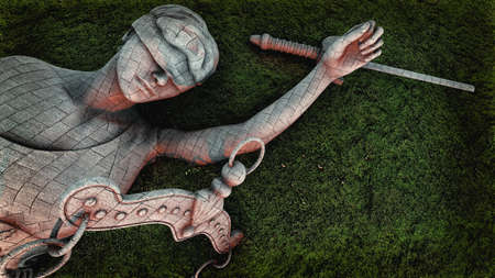 Broken lady of justice 3d renderingの写真素材