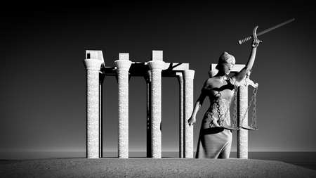 Broken lady of justice 3d renderingの写真素材