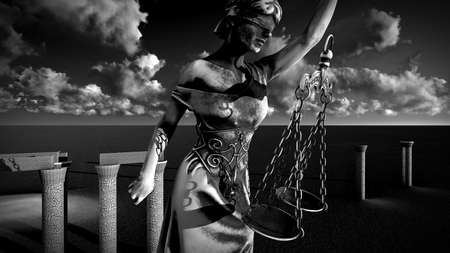 Broken lady of justice 3d renderingの写真素材