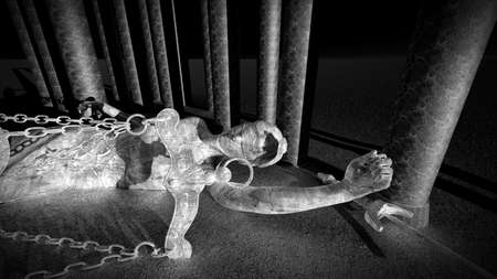 Broken lady of justice 3d renderingの写真素材