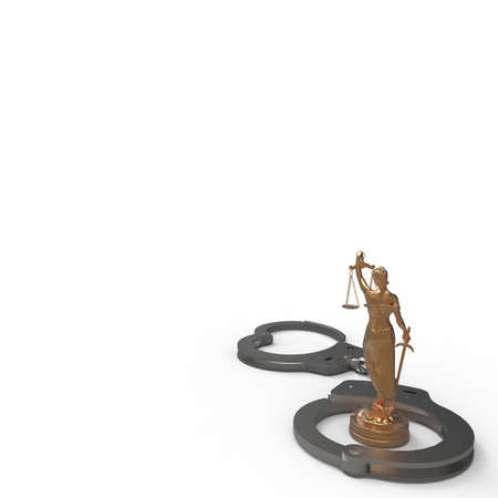 Legal law - scales of justice and handcuffs 3d renderingの写真素材
