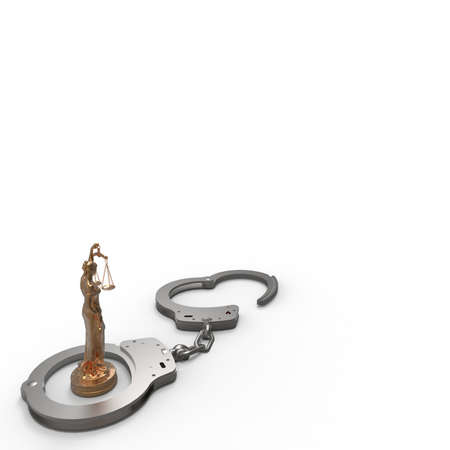 Legal law - scales of justice and handcuffs 3d rendering